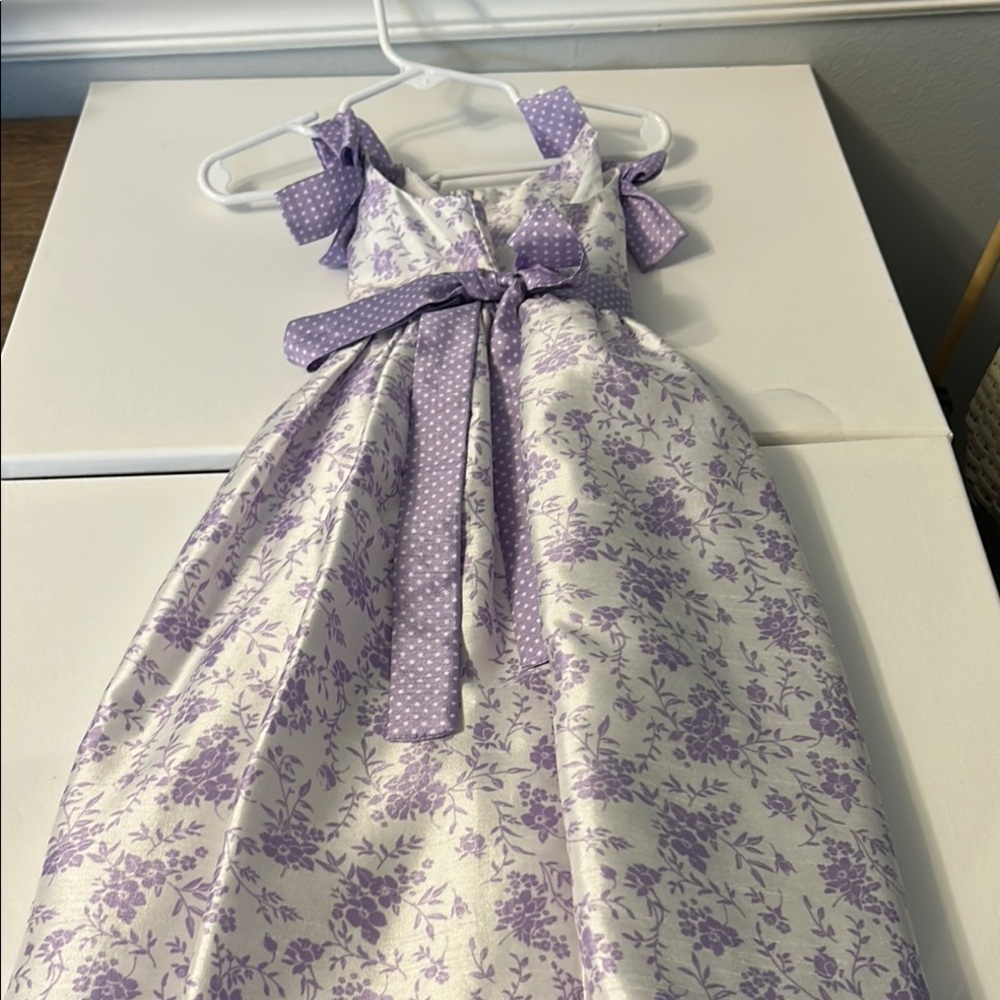 Bonnie Jean Purple and White Square Neck Sundress - Picture 3 of 4